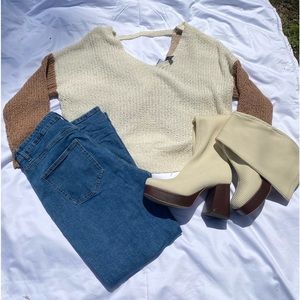 Sweater with knotted, open back